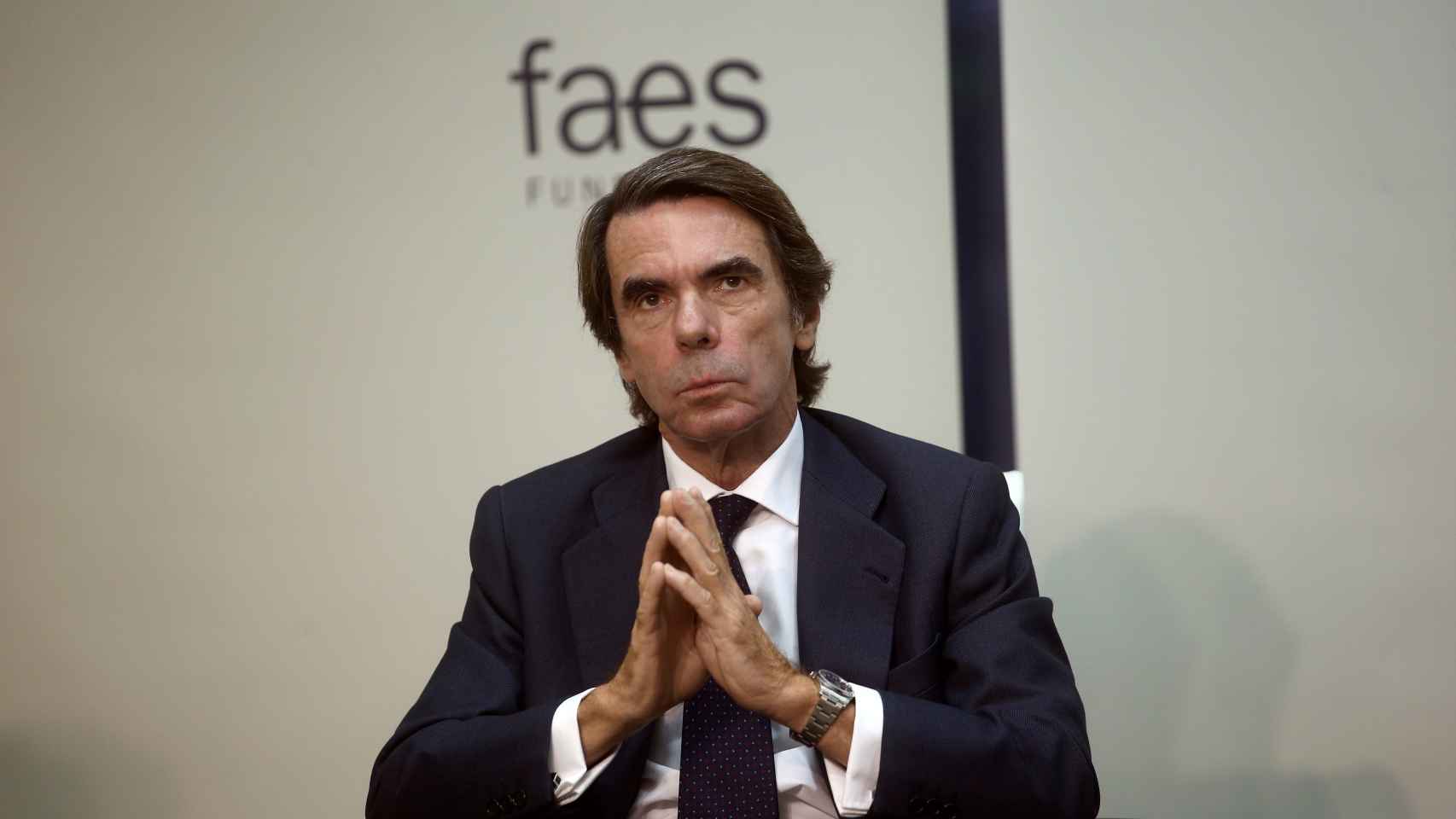 El expresidente del gobierno José María Aznar en un acto de FAES.
