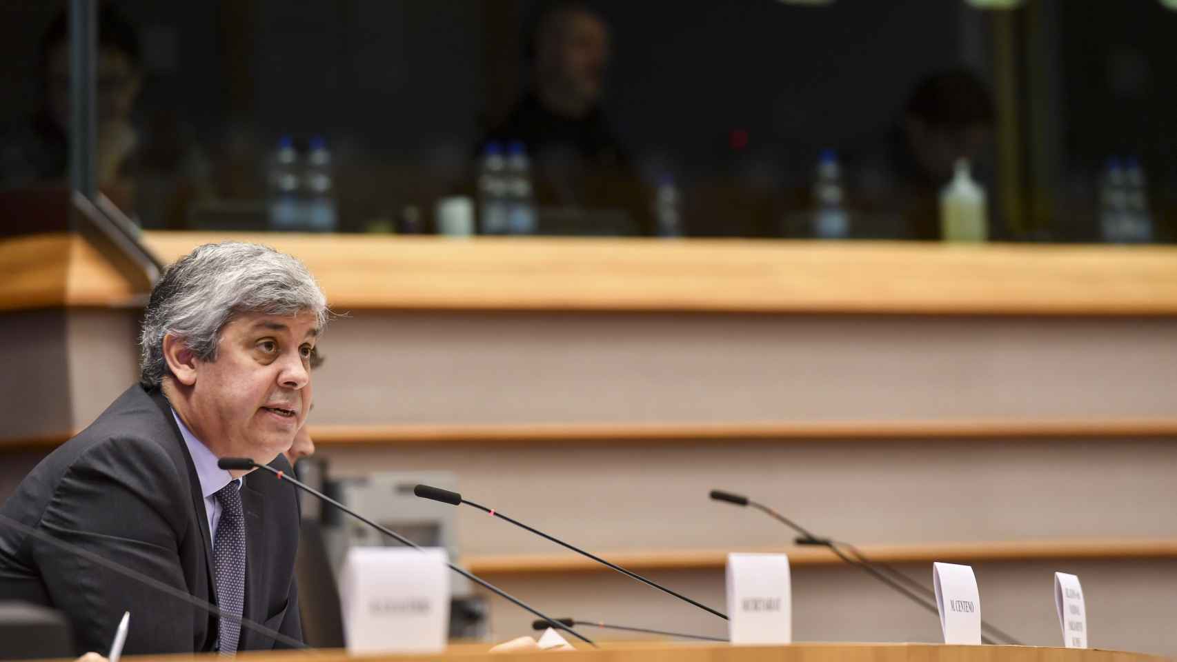 El presidente del Eurogrupo, Mário Centeno, durante  una comparecencia en la Eurocámara