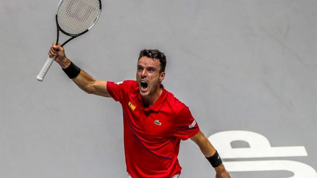 Bautista celebra un punto ante Rublev.