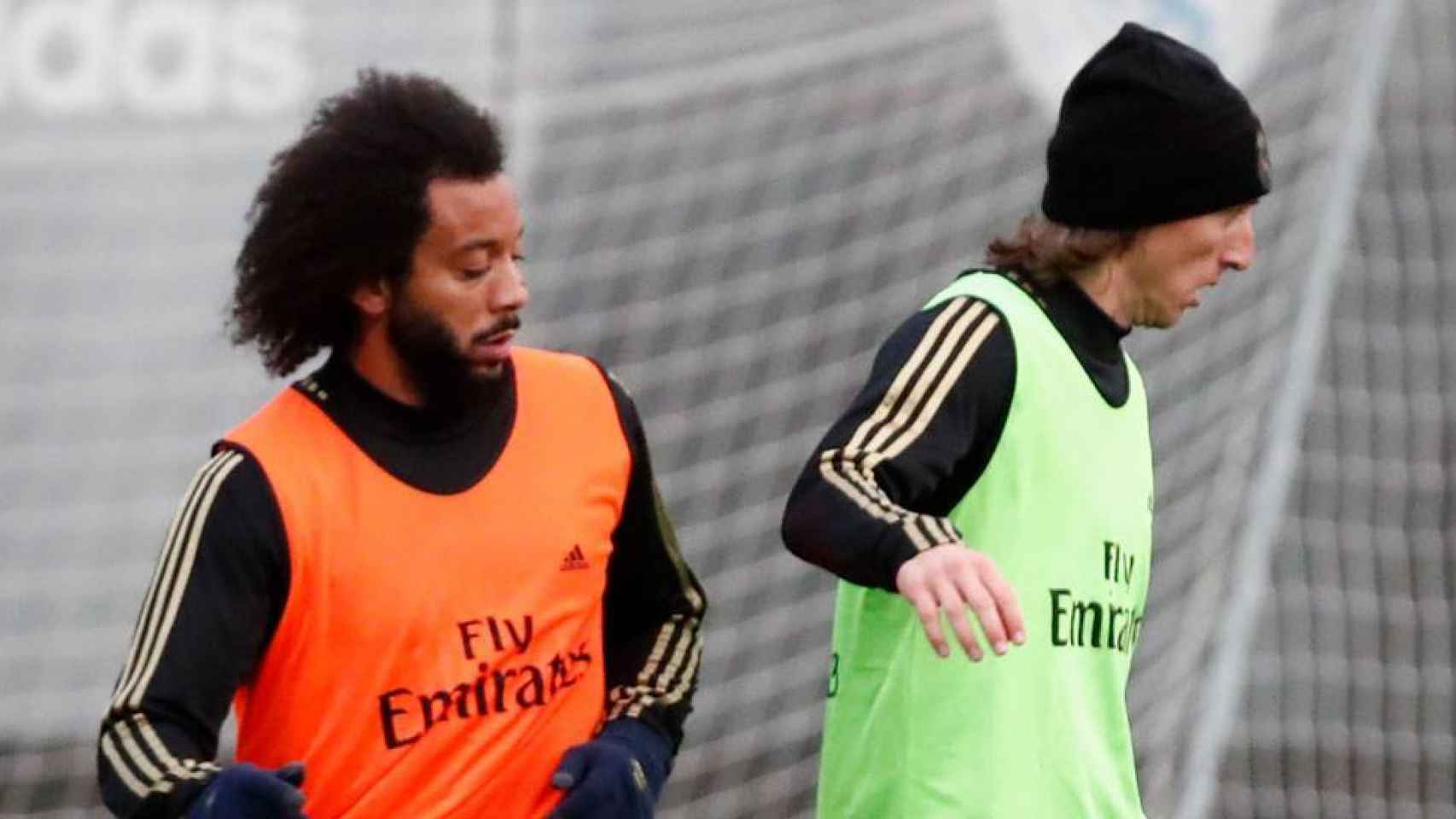 Modric y Marcelo, en un entrenamiento del Real Madrid