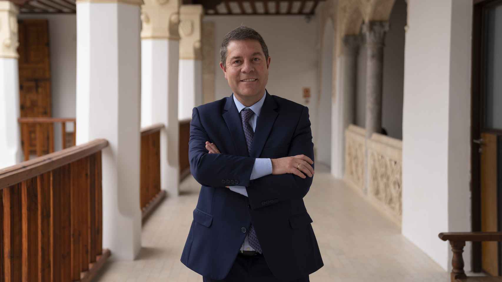 El presidente de Castilla-La Mancha, después de la entrevista, en el palacio de Fuensalida.