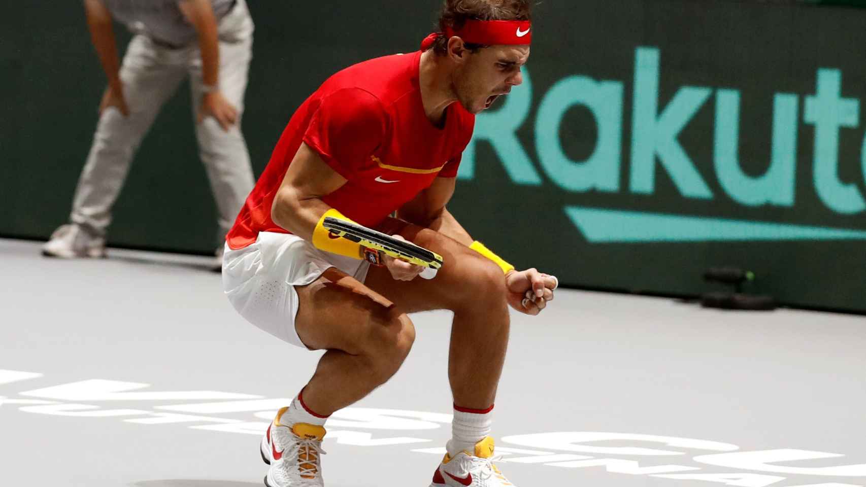Rafael Nadal celebra un punto en la Copa Davis
