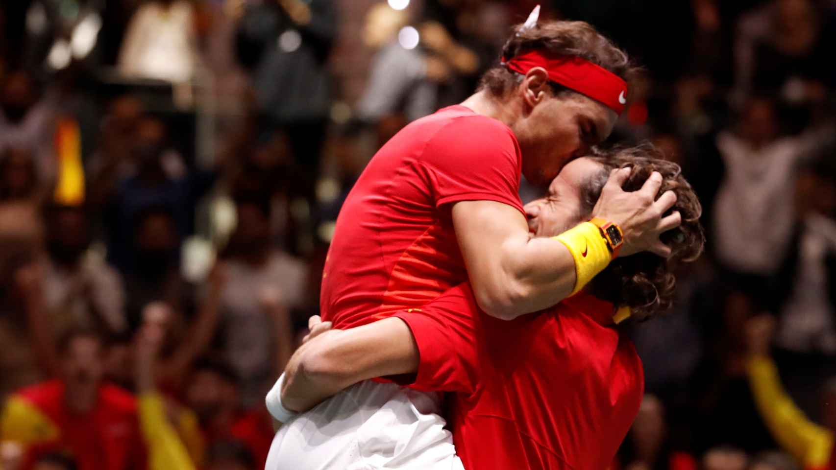 Rafa Nadal y Feliciano López al ganar al Gran Bretaña en la Copa Davis