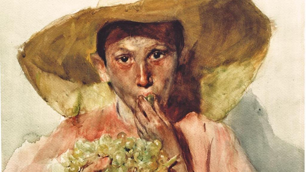 'Comiendo uvas'. Acuarela pintada por Sorolla en 1898.