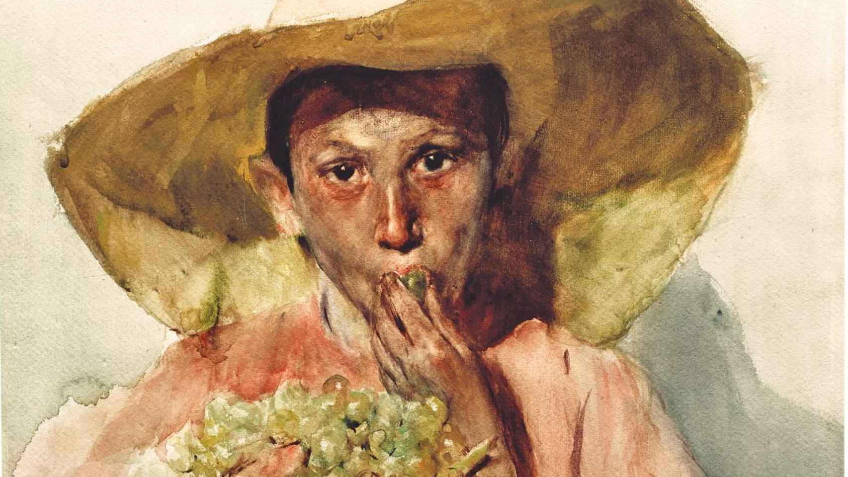 'Comiendo uvas'. Acuarela pintada por Sorolla en 1898.