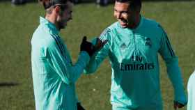 Gareth Bale y Casemiro, durante un entrenamiento del Real Madrid