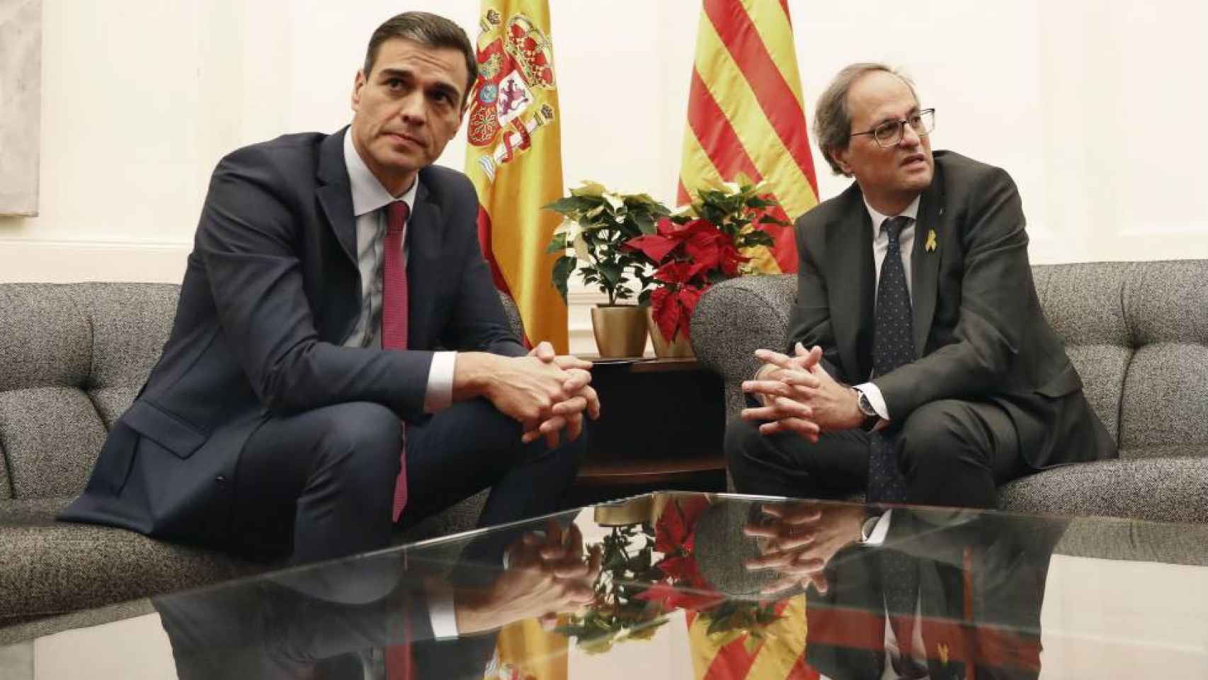 Pedro Sánchez y Quim Torra en el Palacio de Pedralbes en diciembre de 2018
