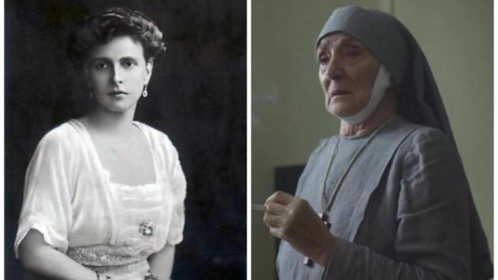 La princesa Alicia y su personaje en 'The Crown'. en un montaje de JALEOS.
