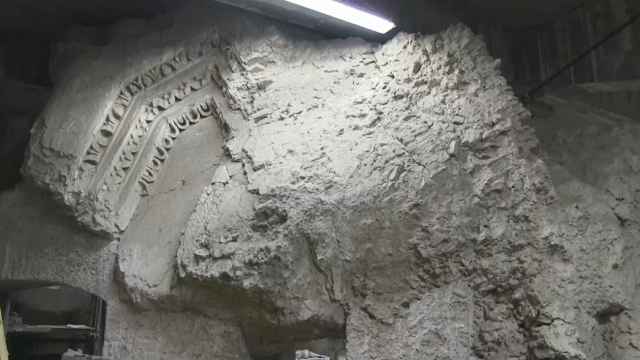 Una de las paredes del almacén hallado bajo el Foro romano.
