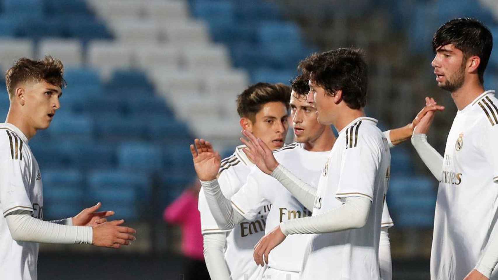 Theo Zidane celebra un gol del Juvenil A del Real Madrid en la UEFA Youth League