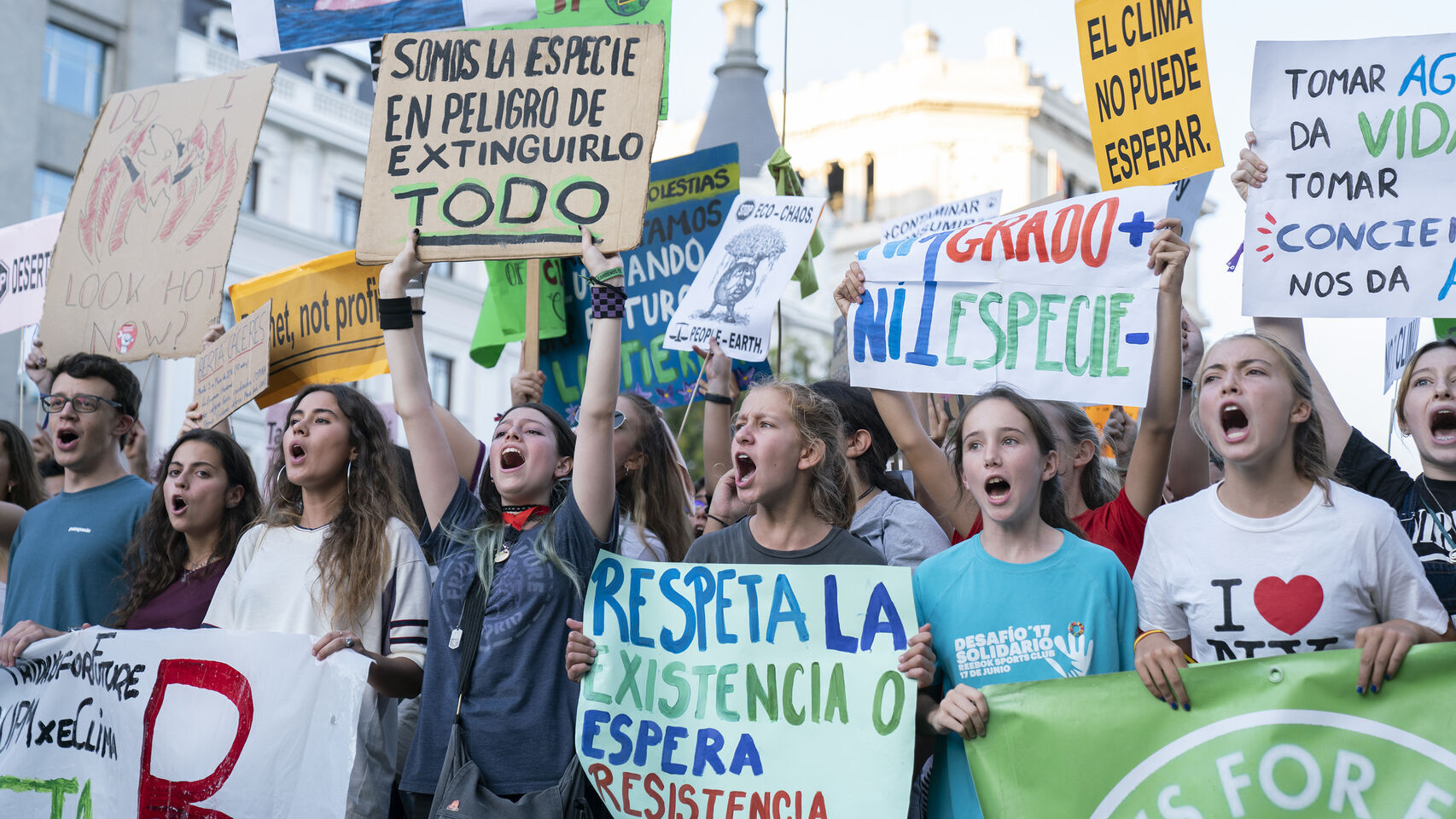 Manifestantes contra la crisis climático el pasado septiembre en Madrid.
