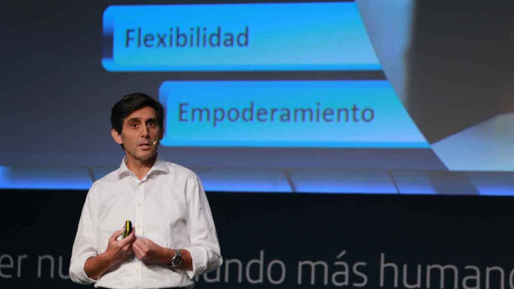 José María Álvarez Pallete, presidente de Telefónica, durante la presentación de la nueva organización de la compañía.