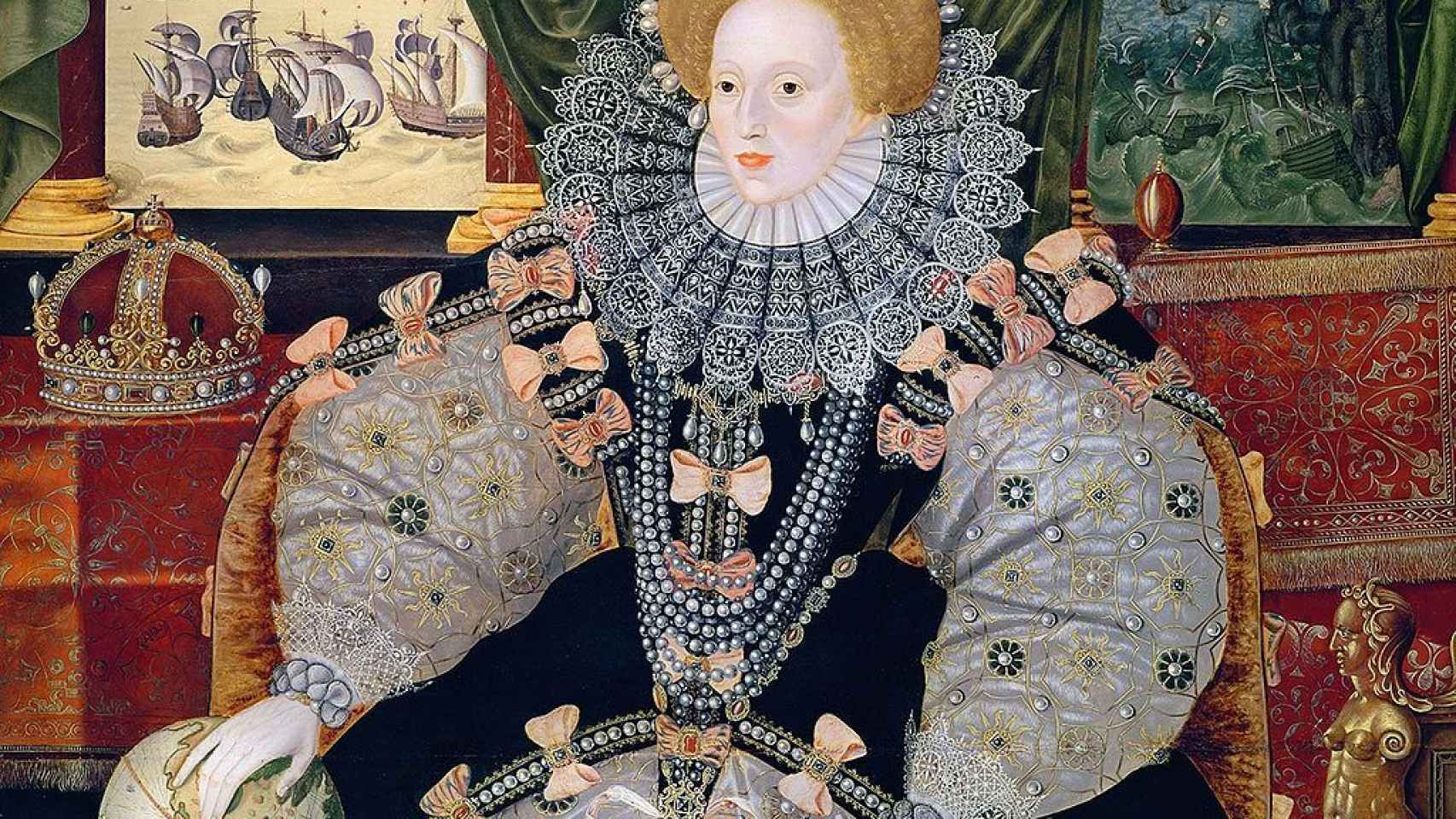Retrato de Isabel I para conmemorar su victoria sobre la Gran Armada.