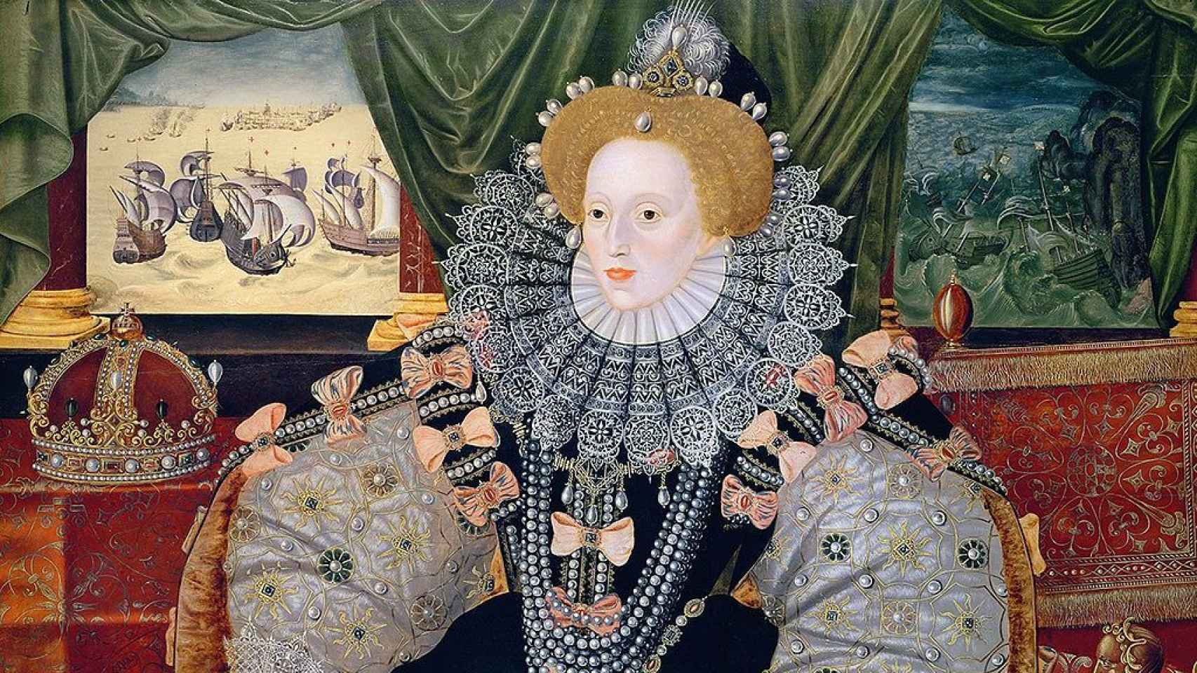 Retrato de Isabel I para conmemorar su victoria sobre la Gran Armada.