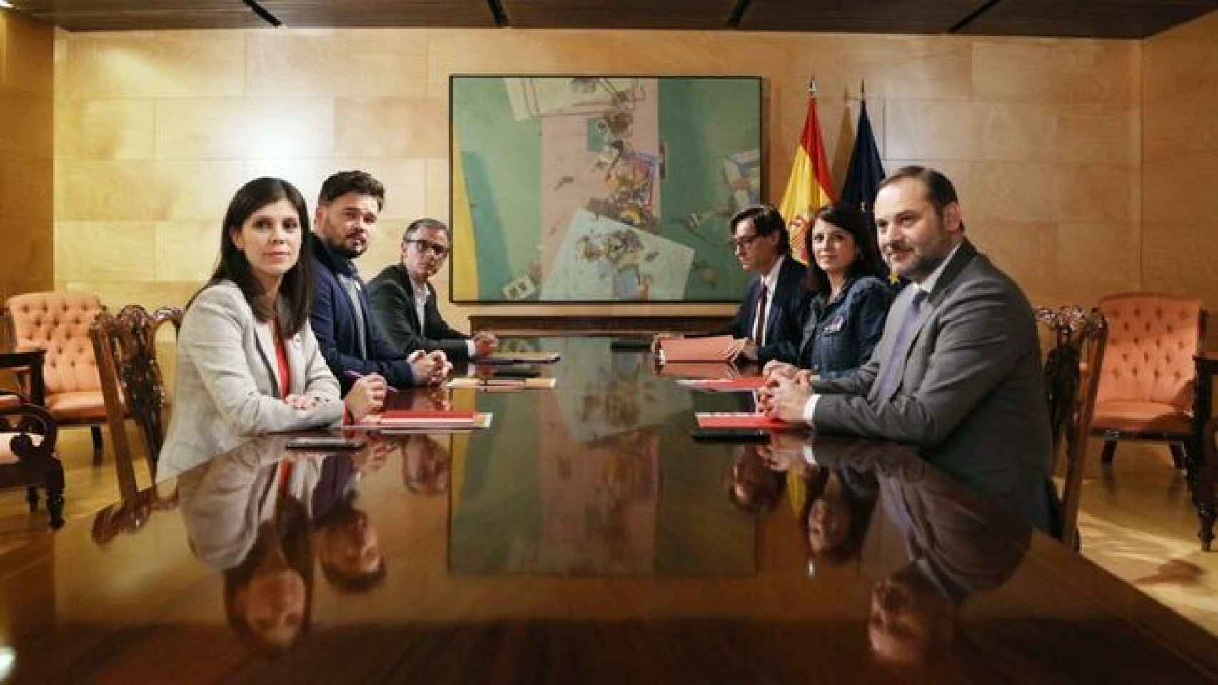 Mesa de negociación del PSOE y ERC este jueves en el Congreso de los Diputados