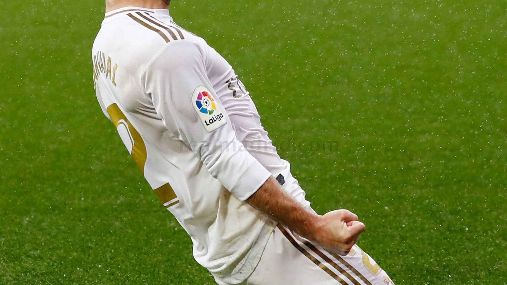 Dani Carvajal celebra un gol con el Real Madrid en La Liga