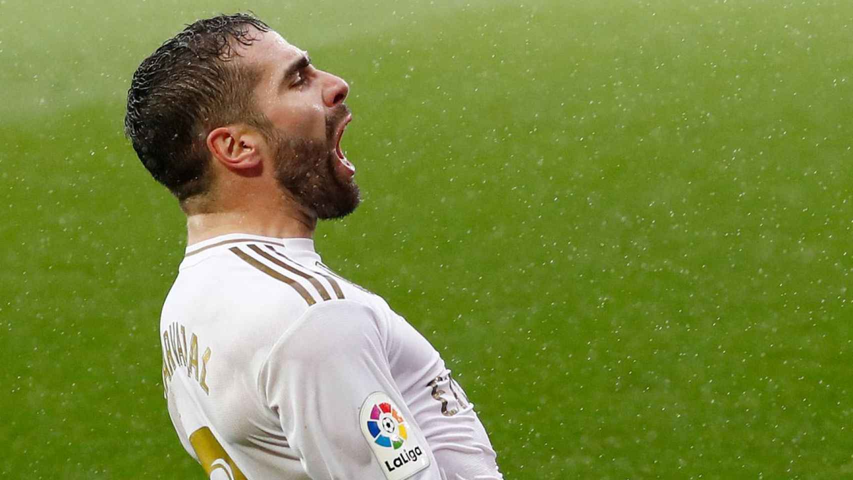 Dani Carvajal celebra un gol con el Real Madrid en La Liga