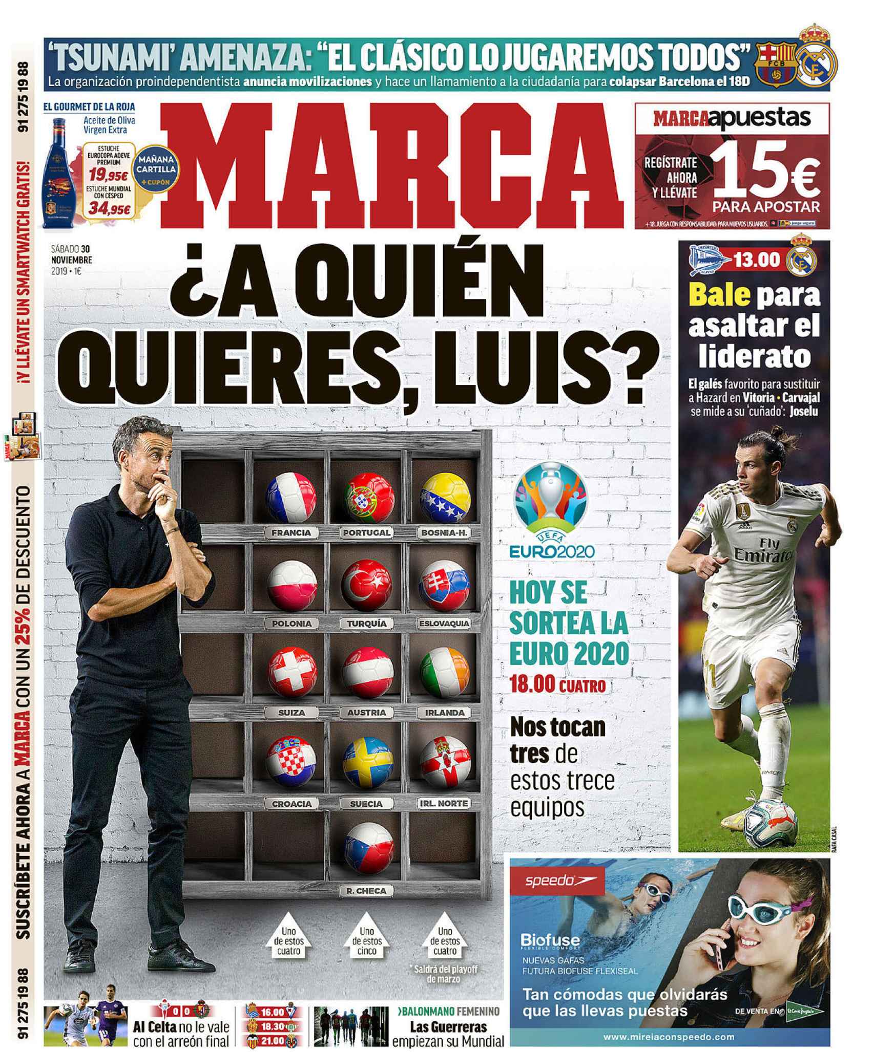La portada del diario MARCA (30/11/2019)