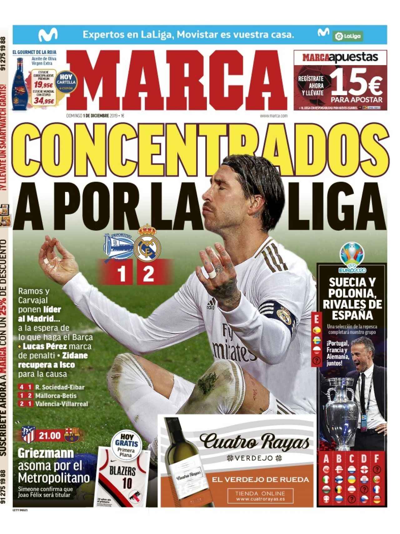 La portada del diario MARCA (01/12/2019)