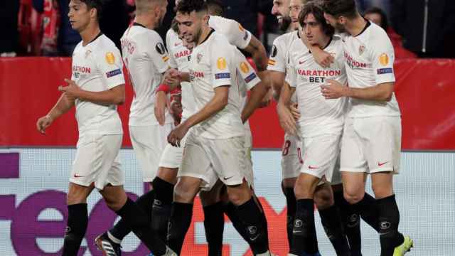 El Sevilla celebra un gol esta temporada