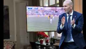 Zinedine Zidane celebra el gol de su hijo