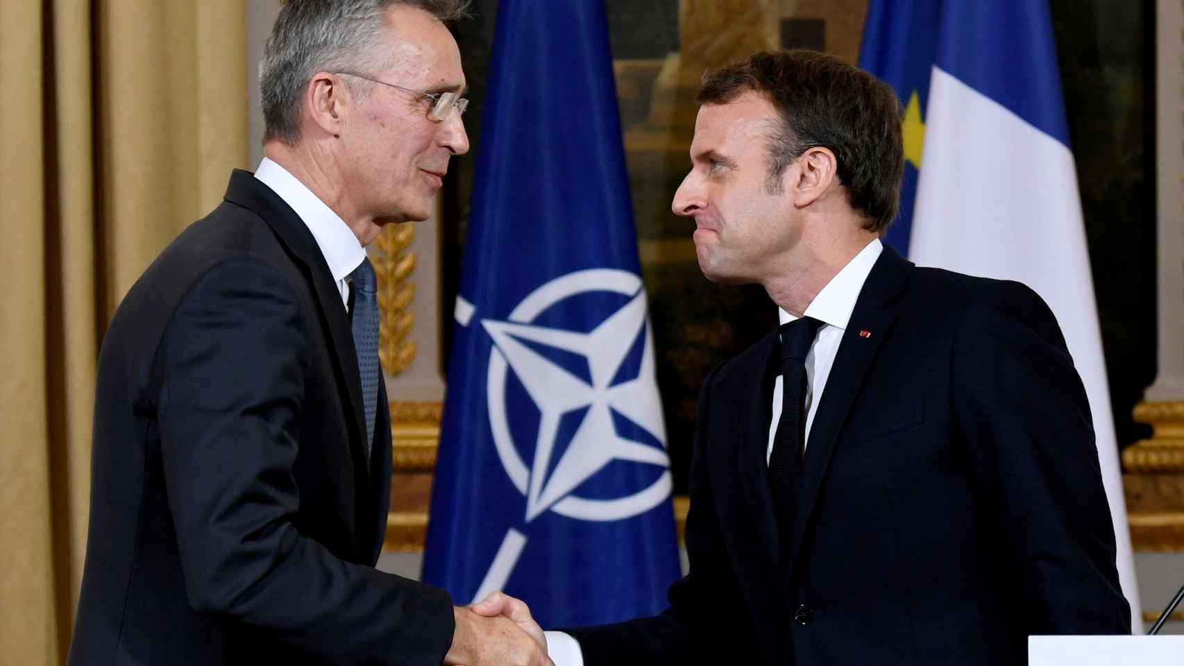 Emmanuel Macron y Jens Stoltenberg, durante su última reunión en París