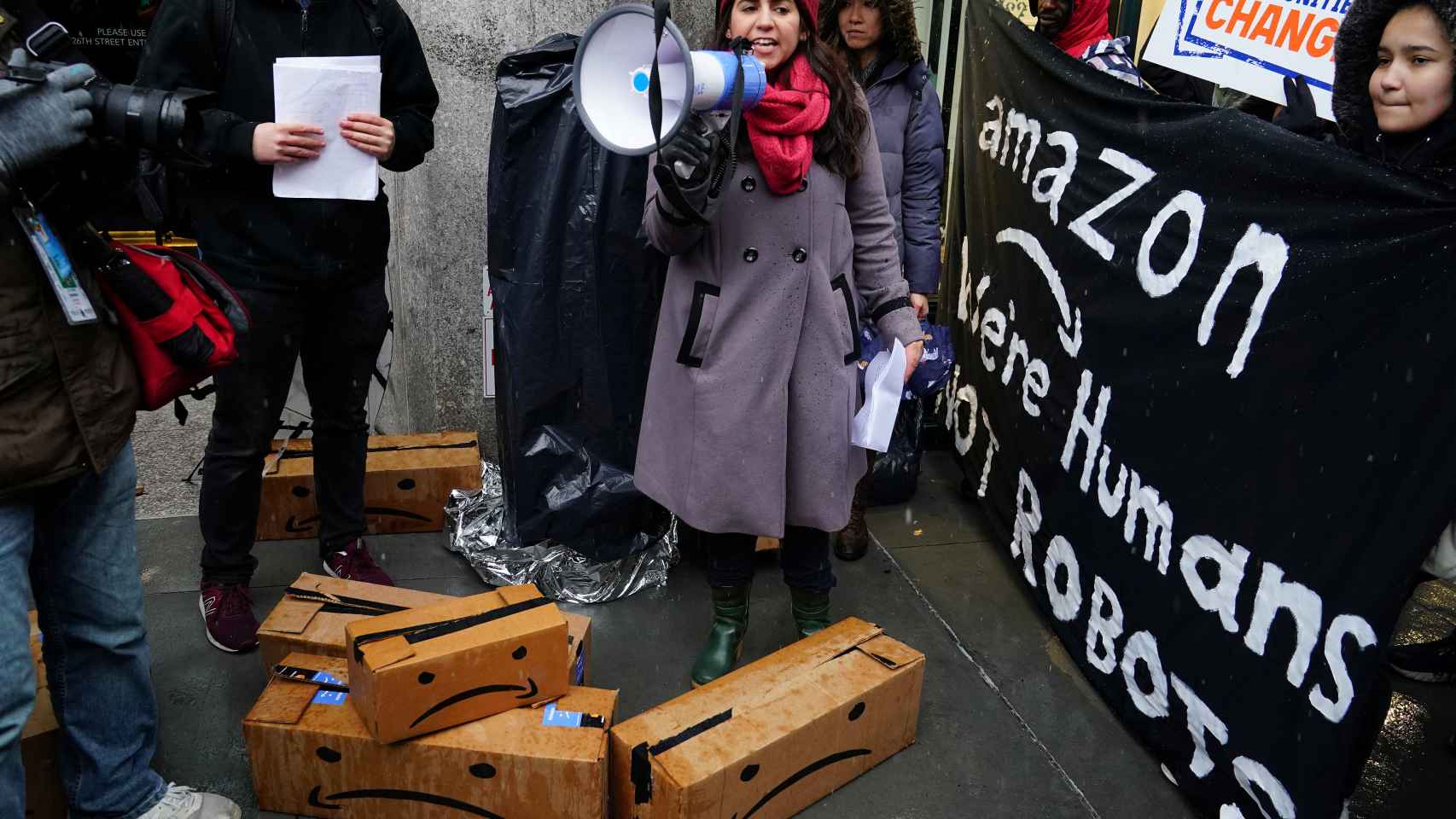 Protestas contra Amazon en Nueva York el pasado diciembre