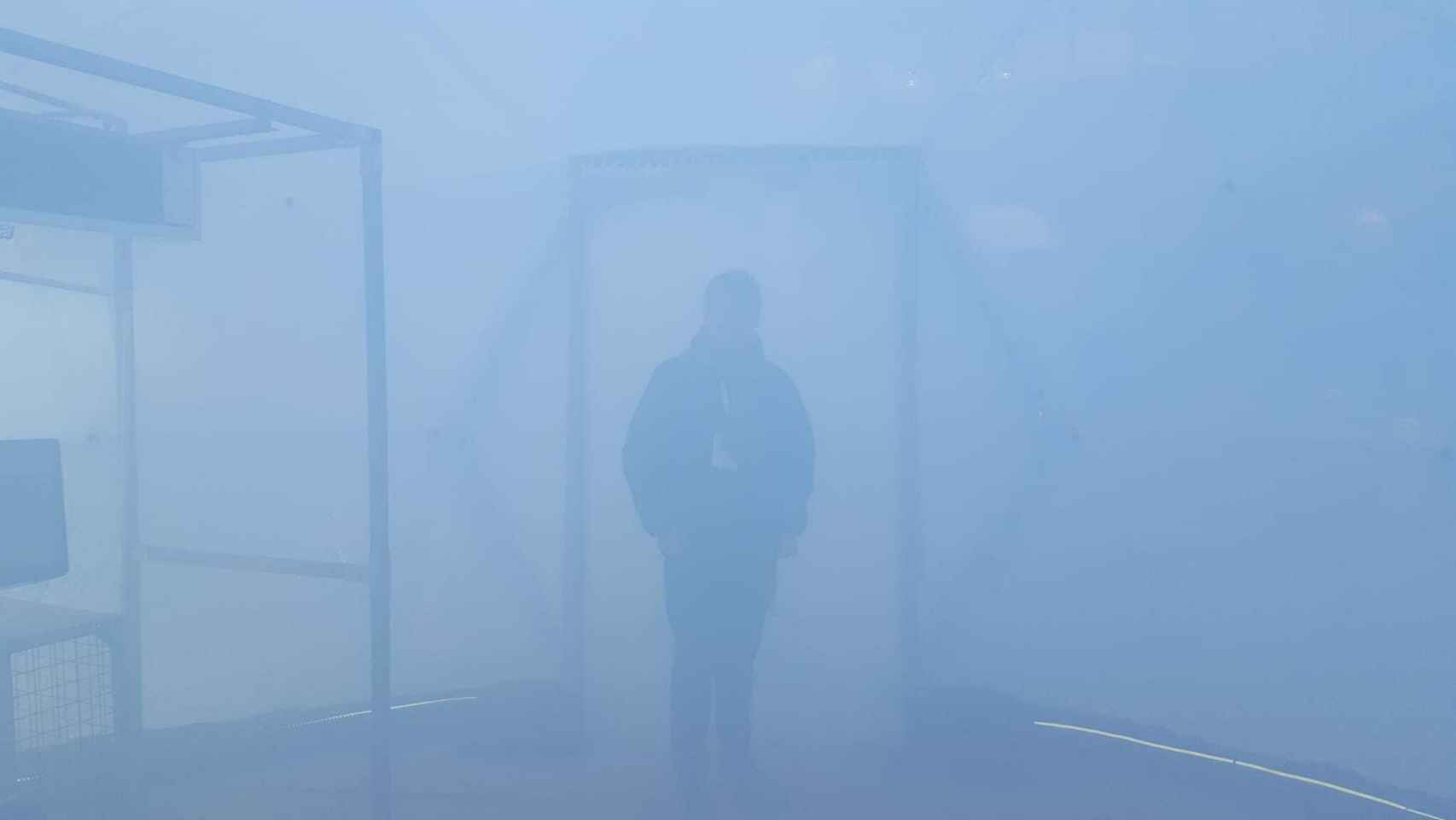 Una simulación del aire en Pekín en la exposición 'Burbujas de Contaminación'.