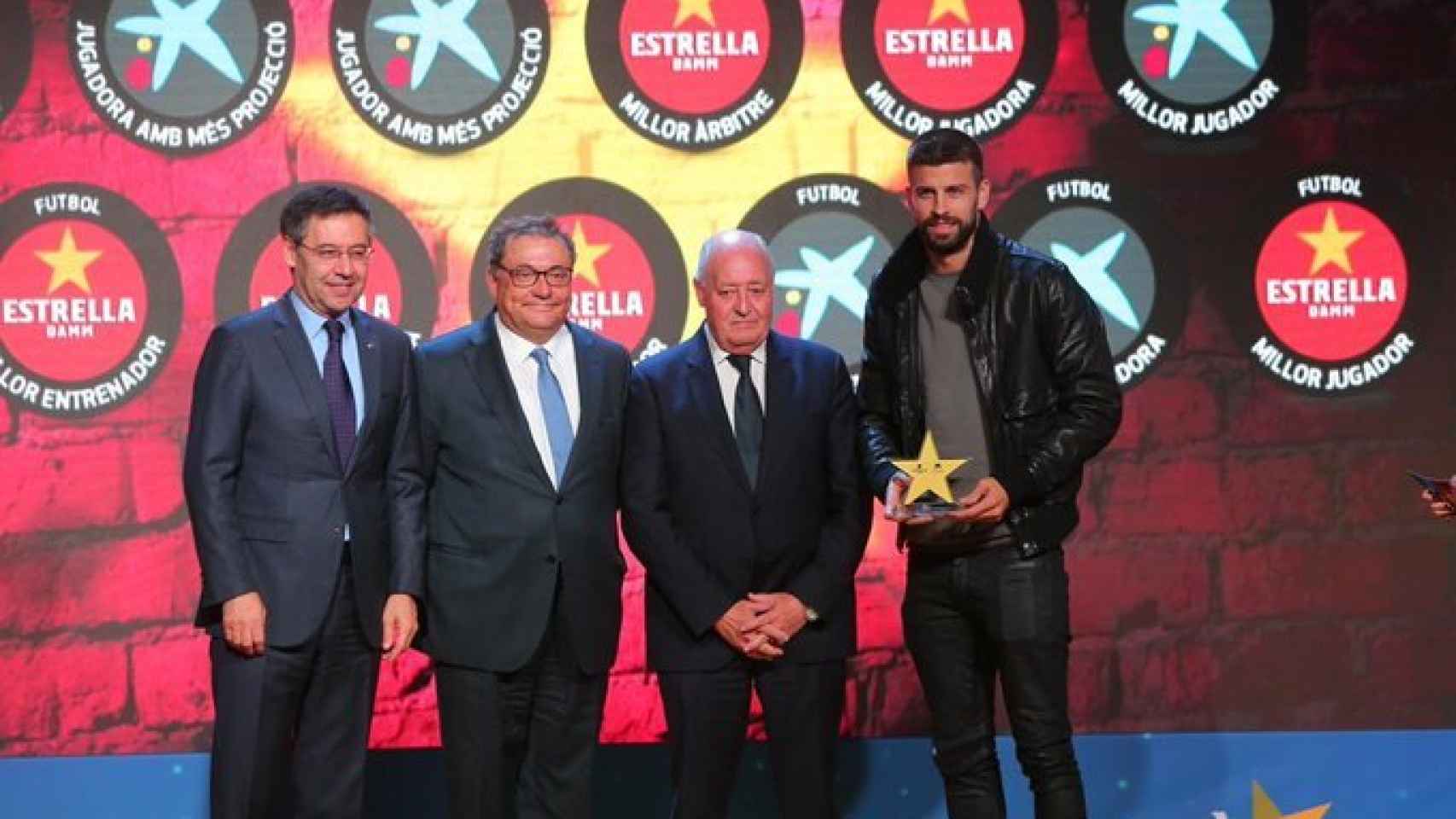 Gerard Piqué y Bartomeu, en la Gala Estrelles de la Federación Catalana