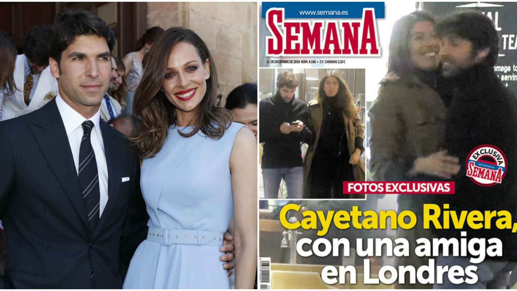 Cayetano Rivera junto a su mujer, Eva González y en la portada de la revista junto a su amiga.