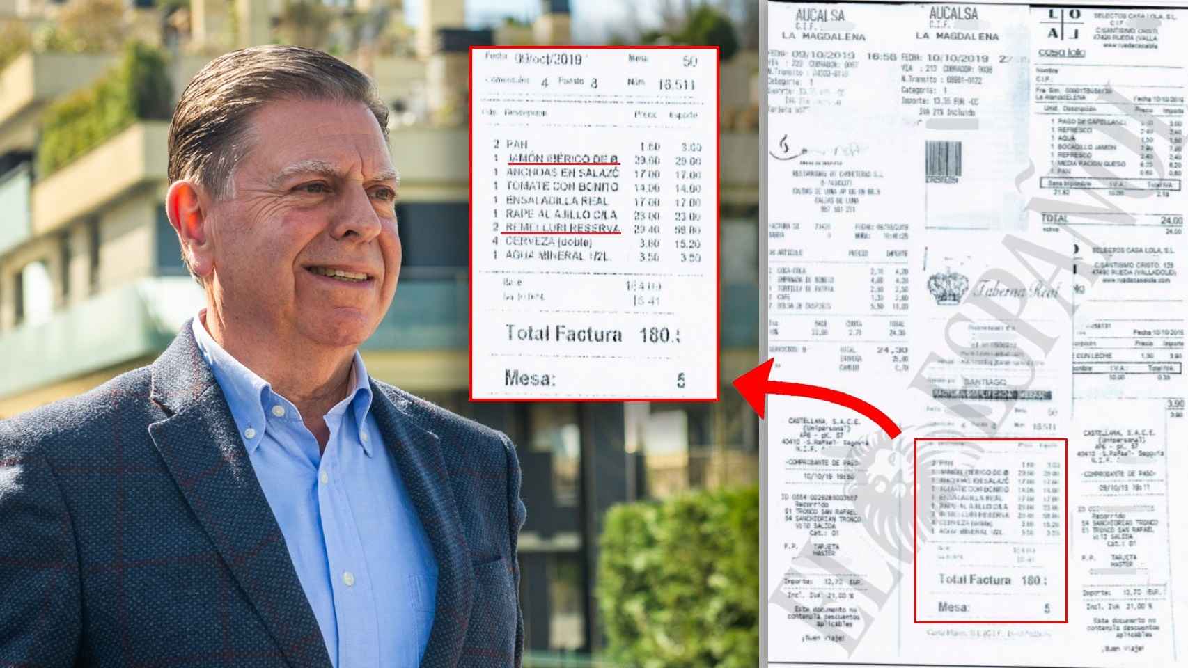 Una de las facturas del regidor municipal en su viaje a Madrid.
