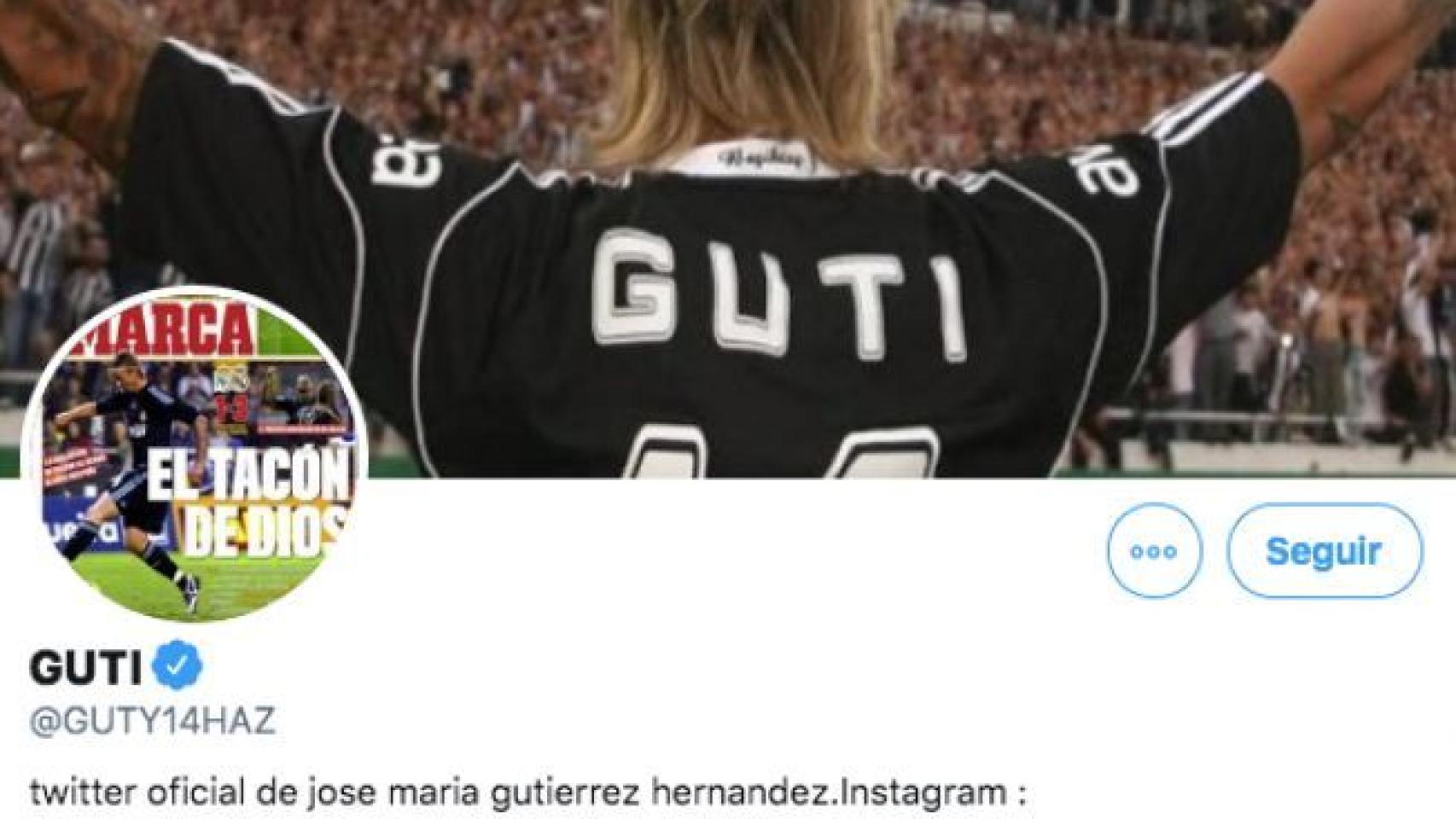 La cuenta de Twitter de Guti