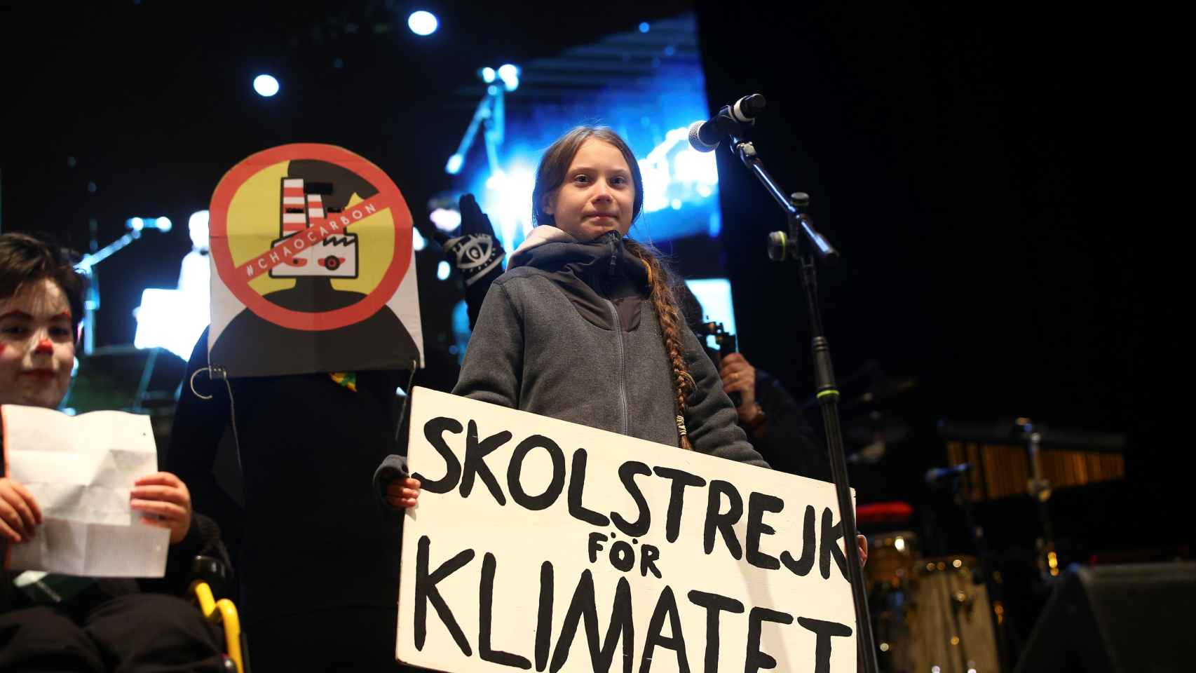Greta Thunberg en su intervención en el cierre de la Marcha por el Clima de Madrid.