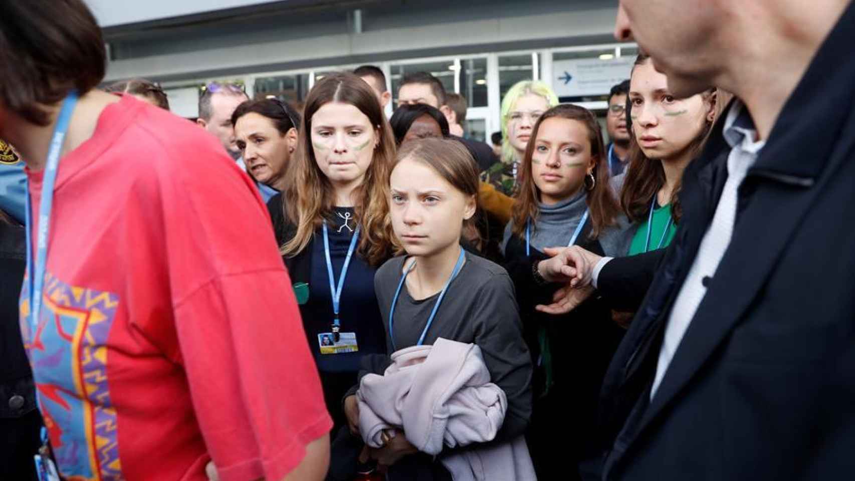 La activista Greta Thunberg a su llegada a la Cumbre del clima.
