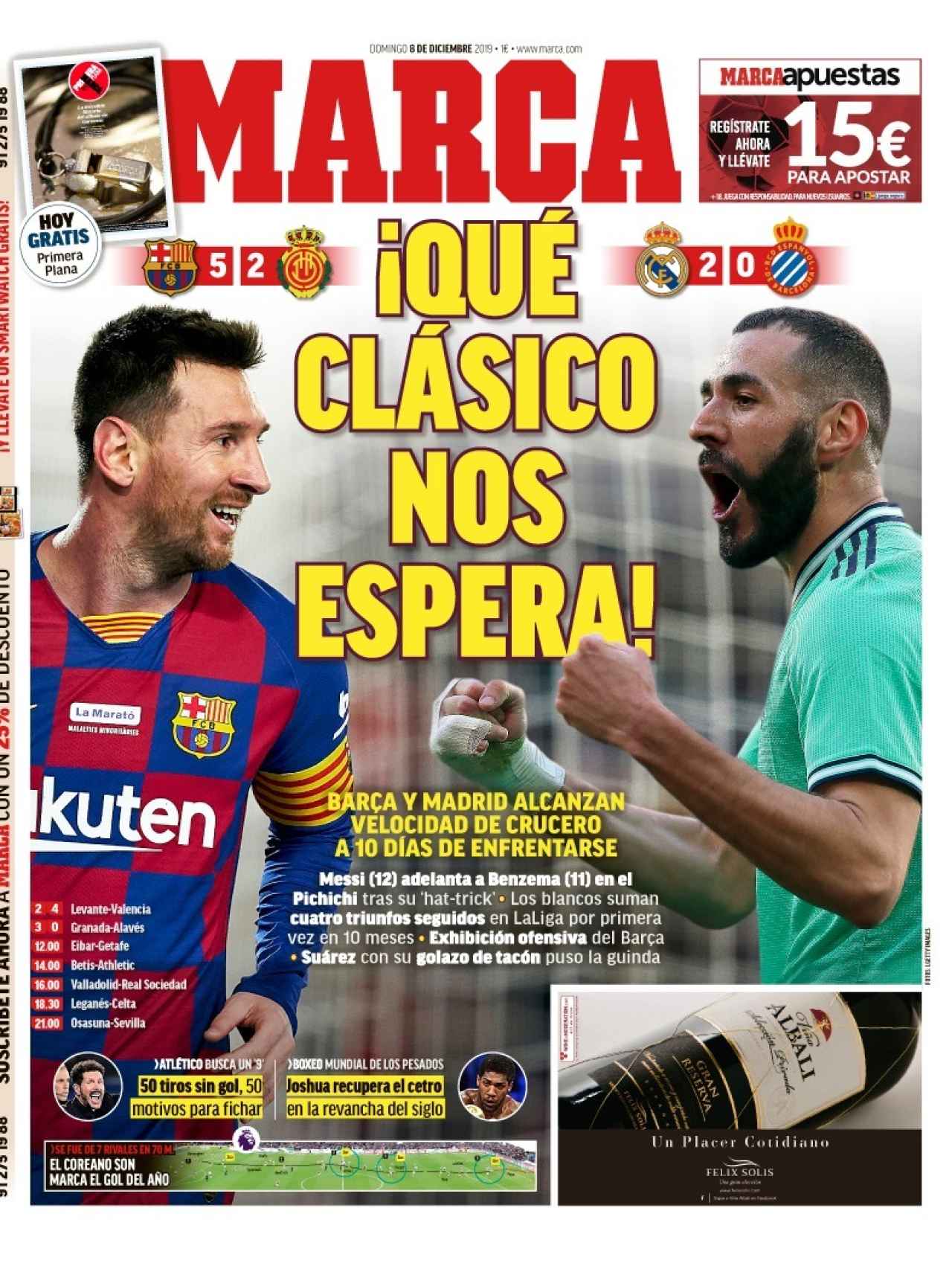 La portada del diario MARCA (08/12/2019)