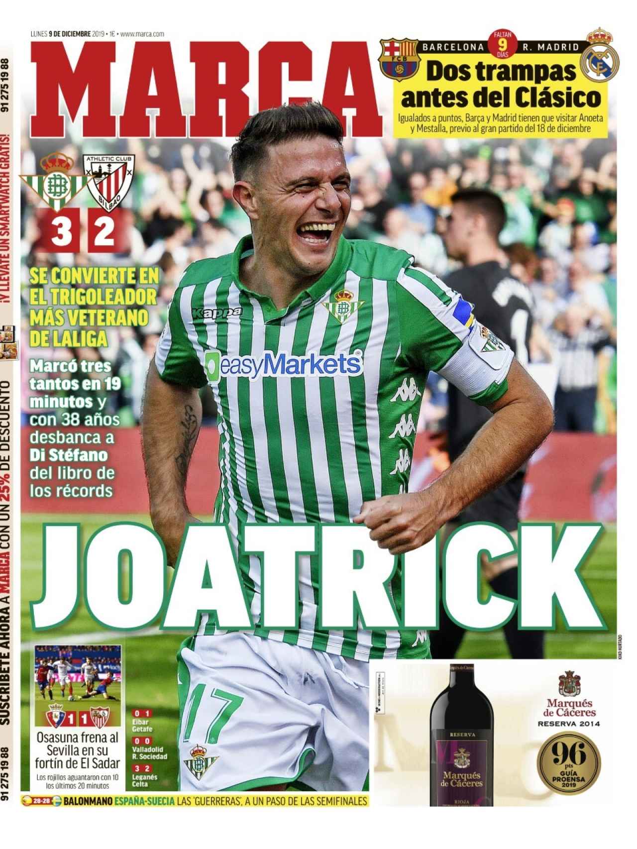 La portada del diario MARCA (09/12/2019)