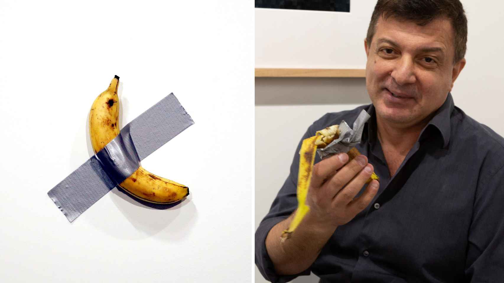 Expone un plátano con cinta adhesiva, vende la obra por 120.000 dólares y otro artista se come