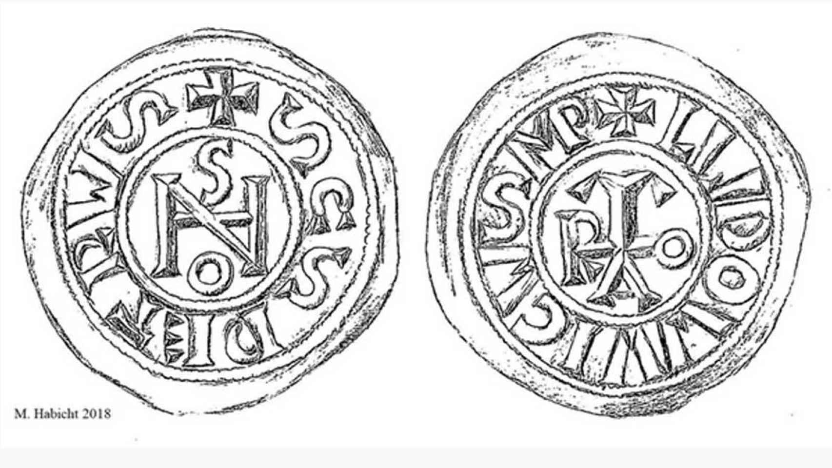 Monedas que muestran el monograma del papa Juan.