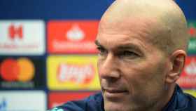 Zinedine Zidane, en rueda de prensa de la Champions League