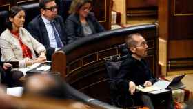 Pablo Echenique y los ministros Reyes Maroto, Luis Planas y Teresa Ribera en la sesión de apertura de la XIV Legislatura.