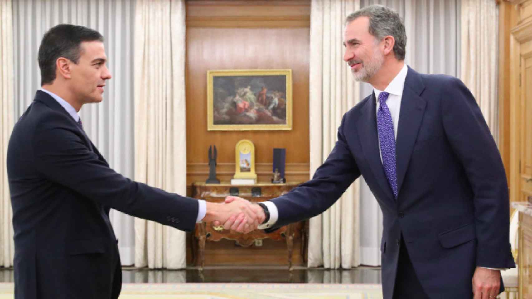 Pedro Sánchez, este miércoles con el Rey en el Palacio de la Zarzuela.