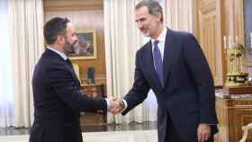 Felipe VI recibe al presidente de Vox, Santiago Abascal, dentro de la ronda de consultas.