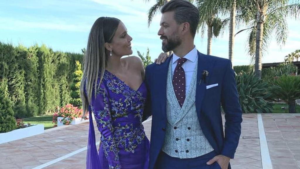 Lorena Gómez y René Ramos en la boda de su hermano Sergio y Pilar Rubio.