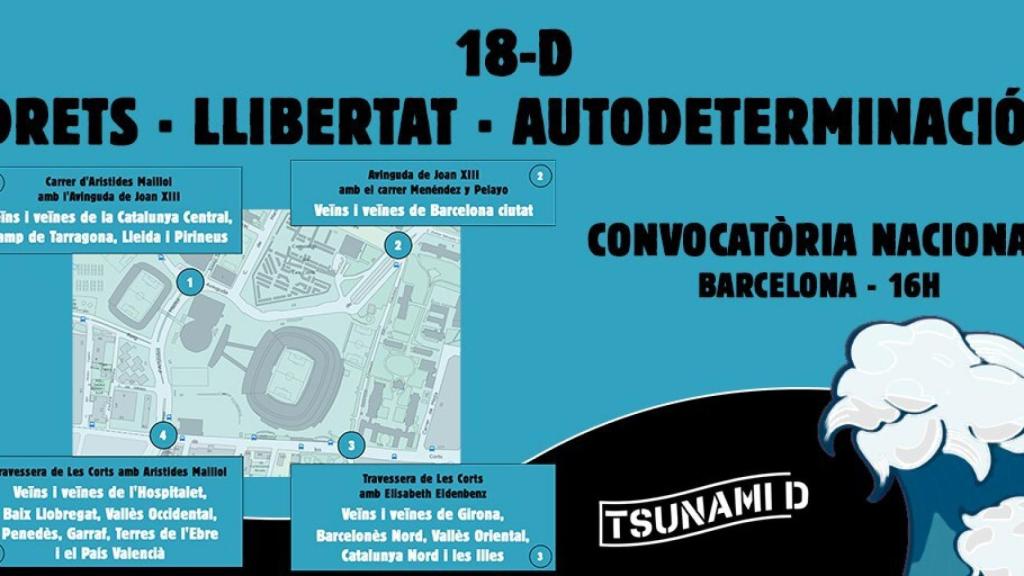 La organización de los puntos de la concentración de Tsunami Democràtic