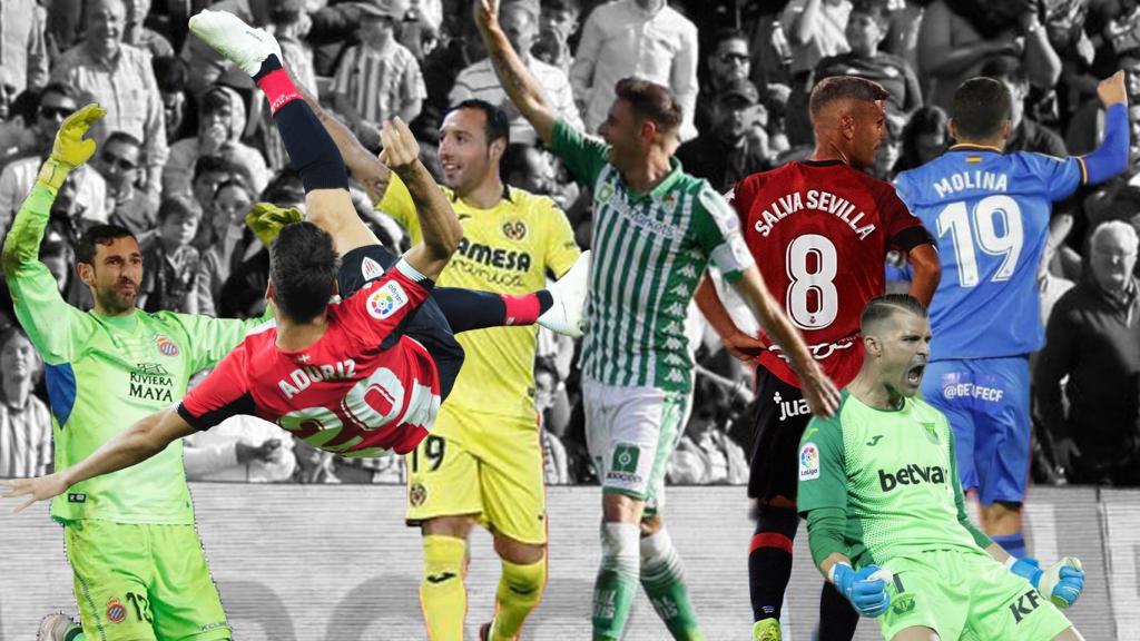 Diego López, Aritz Aduriz, Santi Cazorla, Joaquín Sánchez, Salva Sevilla, Iván Cuellar y Jorge Molina