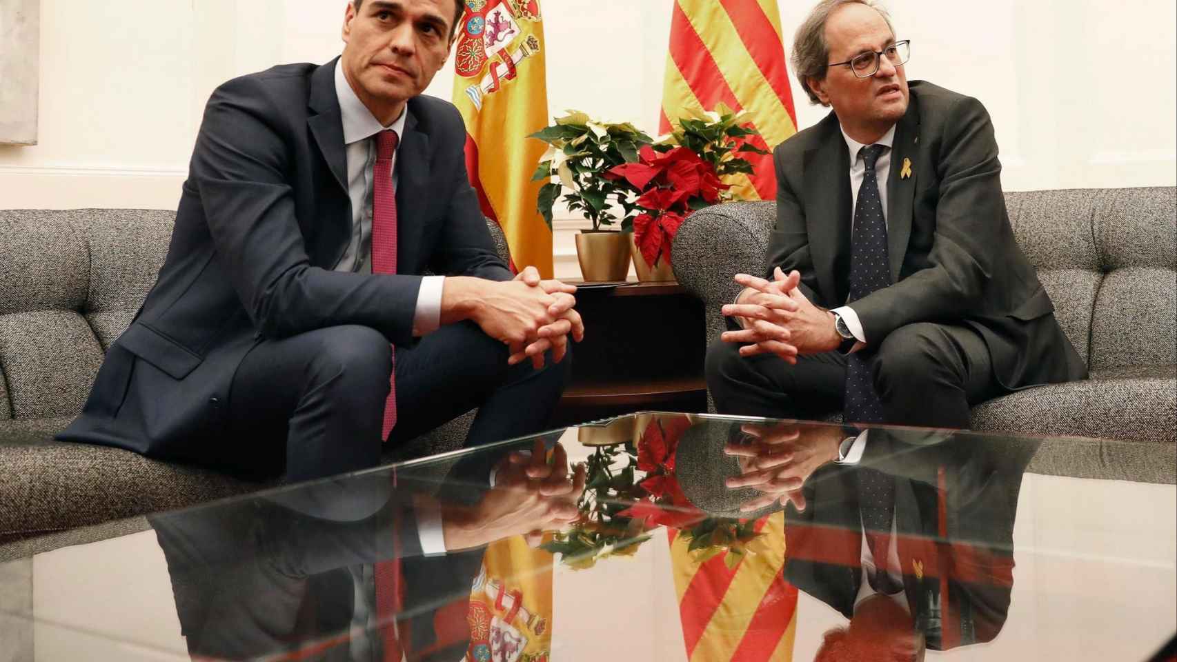 Pedro Sánchez y Quim Torra el pasado mes de diciembre en Pedralbes.