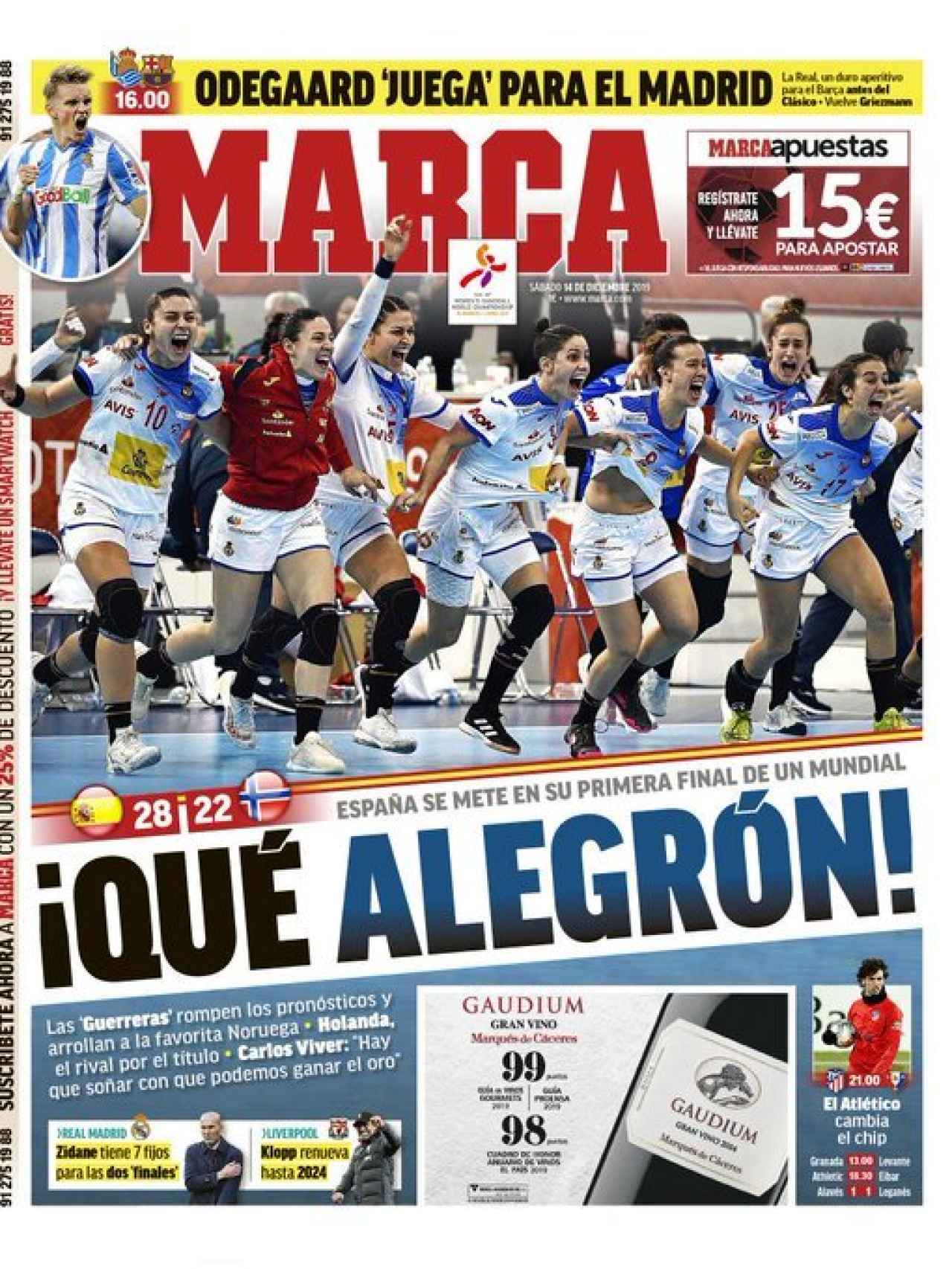La portada del diario MARCA (14/12/2019)