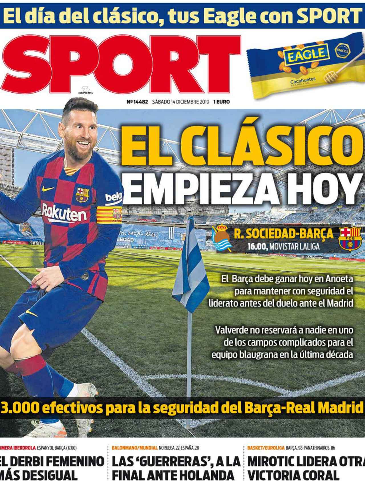 La portada del diario Sport (14/12/2019)