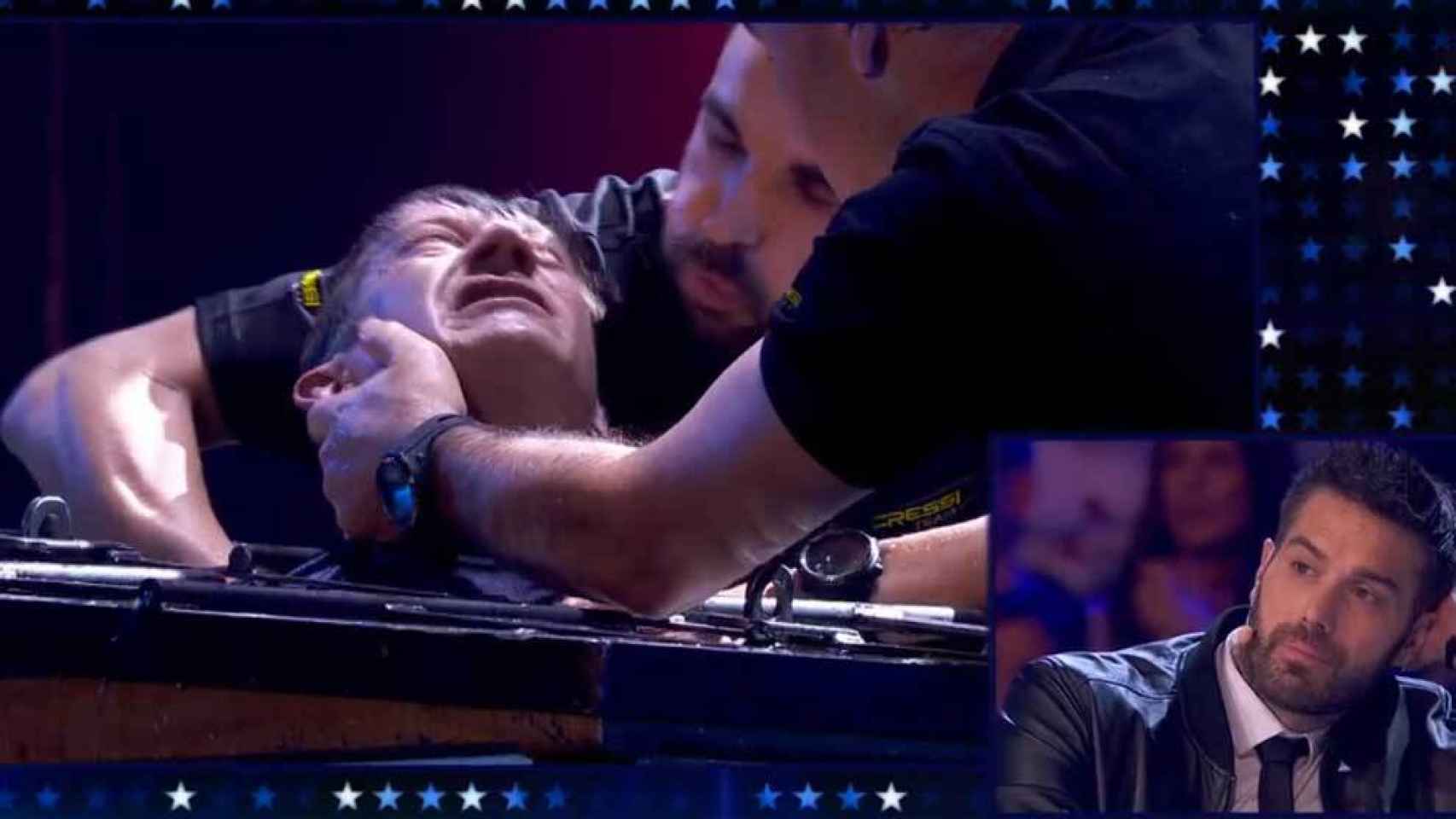 Un momento de la angustiosa actuación de Pedro Volta (Telecinco)