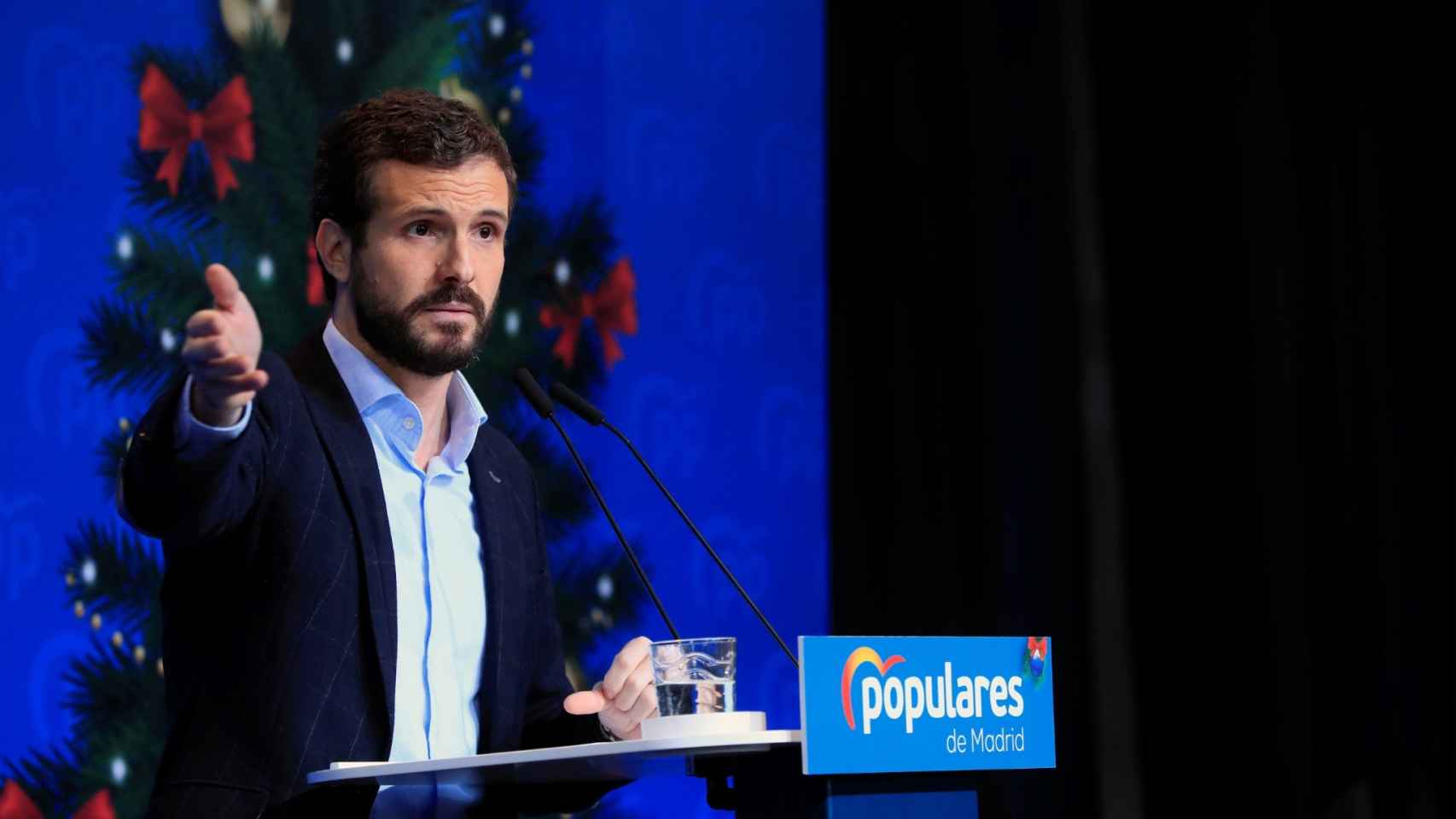 Pablo Casado en la comida de navidad del PP de Madrid.